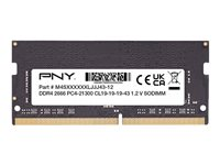 PNY - DDR4 - module - 8 Go - SO DIMM 260 broches - 2666 MHz / PC4-21300 - CL19 - 1.2 V - mémoire sans tampon - non ECC MN8GSD42666