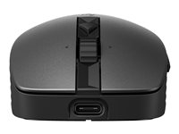 HP 710 - Souris - rechargeable - 7 boutons - sans fil - 2.4 GHz, Bluetooth 5.3 - récepteur sans fil USB - noir 6E6F2AA