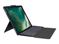 Logitech Slim Combo - Clavier et étui - rétroéclairé - Apple Smart connector - français (AZERTY) - noir clavier, noir étui - pour Apple 12.9-inch iPad Pro (1ère génération, 2e génération) 920-008435