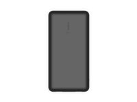 Belkin BOOST CHARGE - Banque d'alimentation - 20000 mAh - 15 Watt - 3 connecteurs de sortie (2 x USB, 24 pin USB-C) - sur le câble : USB, USB-C - noir BPB012BTBK