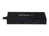 StarTech.com Hub USB 3.0 portable à 3 ports avec câble intégré - Concentrateur USB 3.0 plus Gigabit Ethernet - Aluminium - Concentrateur (hub) - 3 x SuperSpeed USB 3.0 + 1 x 10/100/1000 - de bureau - pour P/N: PEXUSB3S2EI, PEXUSB3S42, PEXUSB3S7, SVA5H2NEUA ST3300GU3B