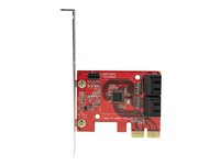 StarTech.com Carte PCI Express SATA 4 ports - Contrôleur PCIe SATA - ASM1166 Non-Raid - Convertisseur PCI Express 3.0 vers SATA - Connecteurs Empilés - Carte d'Extension SATA (4P6G-PCIE-SATA-CARD) - Contrôleur de stockage - SATA 6Gb/s - profil bas - PCIe 3.0 x2 - rouge 4P6G-PCIE-SATA-CARD