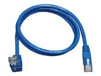 Tripp Lite 5ft Cat6 Gigabit Molded Patch Cable RJ45 Right Angle Up to Straight M/M Blue 5' - Cordon de raccordement - RJ-45 (M) pour RJ-45 (M) - 1.5 m - CAT 6 - moulé, bloqué - bleu N204-005-BL-UP