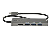 StarTech.com Adaptateur Multiport USB-C - Adaptateur USB-C vers HDMI 2.0b 4K 60Hz (HDR10), Alimentation 100W PT, Hub 4 Ports USB 3.0 - Mini Dock USB Type-C - Câble Intégré 30cm (DKT30CHPD3) - Station d'accueil - USB-C - HDMI DKT30CHPD3