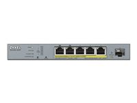 Zyxel GS1350-6HP - Commutateur - intelligent - 5 x 10/100/1000 (PoE+) + 1 x Gigabit SFP (liaison montante) - de bureau - PoE+ (60 W) GS1350-6HP-EU0101F