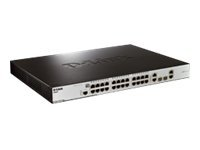 D-Link xStack DES-3200-28P - Commutateur - Géré - 24 x 10/100 (PoE) + 2 x SFP + 2 x SFP Gigabit combiné - Montable sur rack - PoE DES-3200-28P