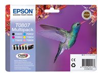 Epson T0807 Multipack - Pack de 6 - 44.4 ml - noir, jaune, cyan, magenta, magenta clair, cyan clair - original - blister - cartouche d'encre - pour Stylus Photo P50, PX650, PX660, PX700, PX710, PX720, PX730, PX800, PX810, PX820, PX830 C13T08074011