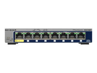 NETGEAR GS108T 8-Port Gigabit Smart Managed Switch - Commutateur - intelligent - 1 x 10/100/1000 (PoE) + 7 x 10/100/1000 - Ordinateur de bureau GS108T-200GES