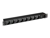 Eaton FlexPDU - Unité de distribution secteur (rack-montable) - CA 220-240 V - 3000 VA - entrée : IEC 60320 C20 16A - connecteurs de sortie : 9 (connecteur IEC, Français / UTE) - 1U - 19" EFLX8F