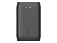 Belkin BOOST CHARGE - Banque d'alimentation - 10000 mAh - 15 Watt - 3 connecteurs de sortie (2 x USB, USB-C) - sur le câble : USB, USB-C - noir F8J267BTBLK