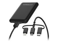 OtterBox Standard Mobile Charging Kit - Banque d'alimentation - 5000 mAh - 10.5 Watt - 2.1 A - Apple Fast Charge, FC (USB) - sur le câble : Lightning/Micro-USB/USB-C - noir 78-80638